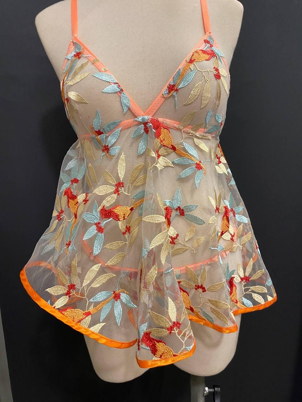 Handmade in İstanbul Floral Sheer Embroidered Nightdress | Sexy Mesh Lingerie