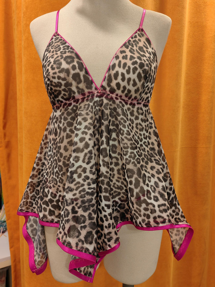 Handmade Leopard Print Babydoll Lingerie Set