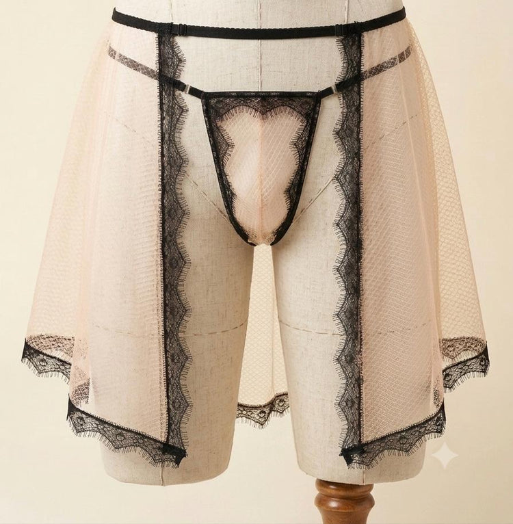 Sheer Lace Skirted Thong | Handmade Gender-Inclusive Lingerie, Queer Fashion