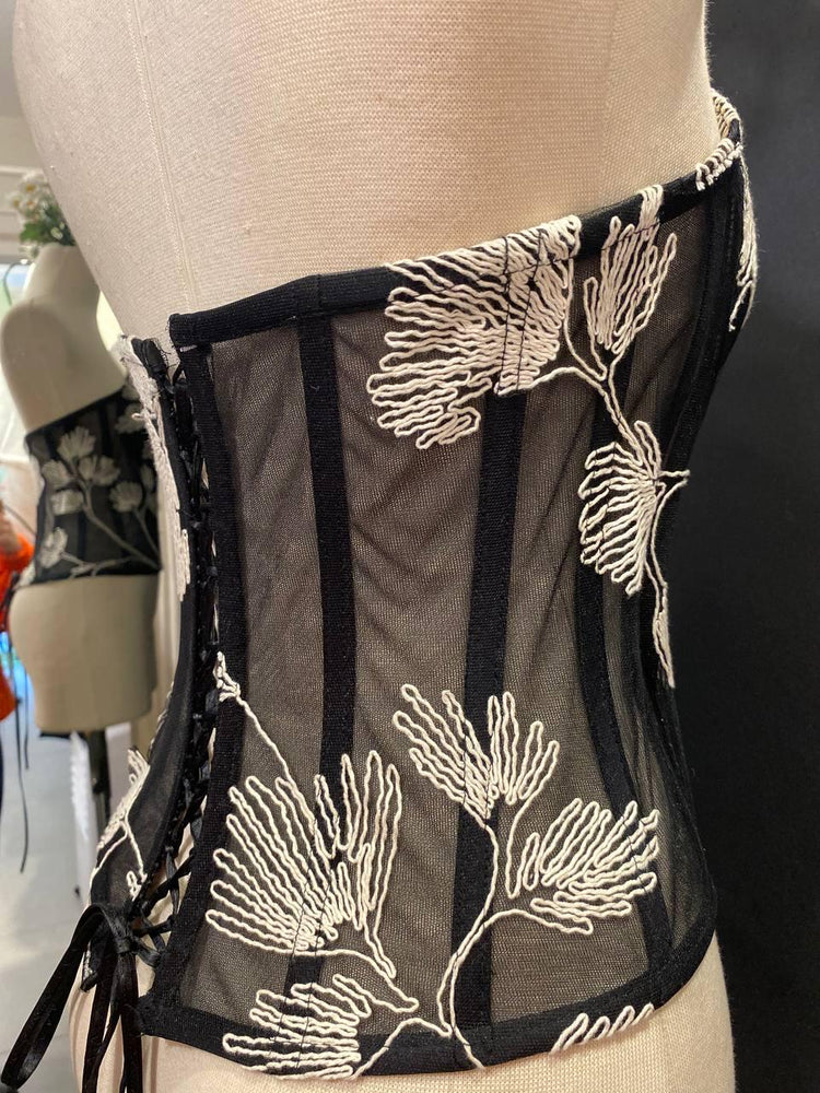 Embroidered Corset Dress Set, Botanical Line Art Evening Mini, Versatile Two-Piece Prom