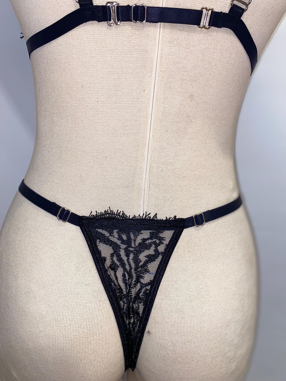 Handmade in Istanbul, A dark, sensual lingerie set handmade from sheer black lace.