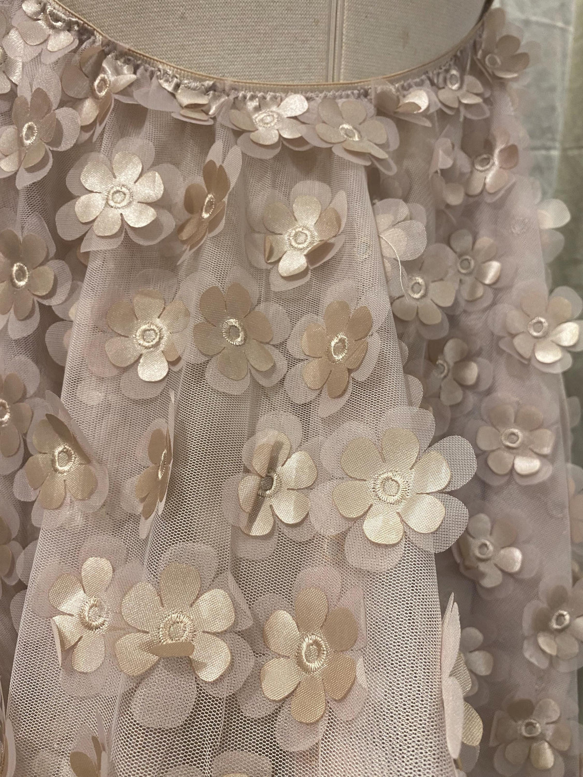 Luxury Floral Babydoll Lingerie Set, 3D Flower Sheer Mesh Nightgown, Bridal Lingerie, Honeymoon Gift, Handmade Lingerie, Ivory Nude