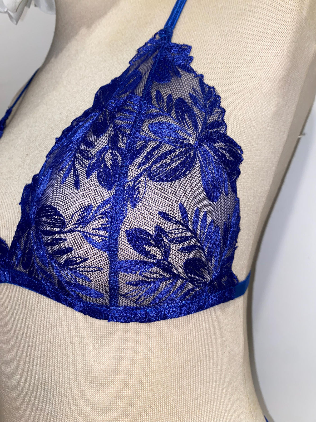Handmade in Istanbul - Royal Blue Embroidered Lingerie Set –  Handmade Bralette & Thong