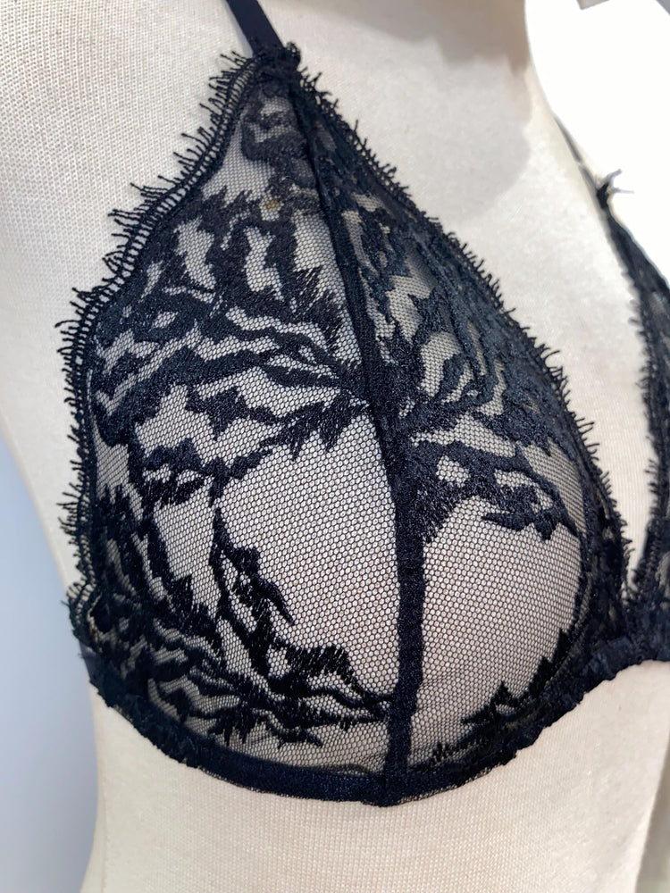 Handmade in Istanbul, A dark, sensual lingerie set handmade from sheer black lace.