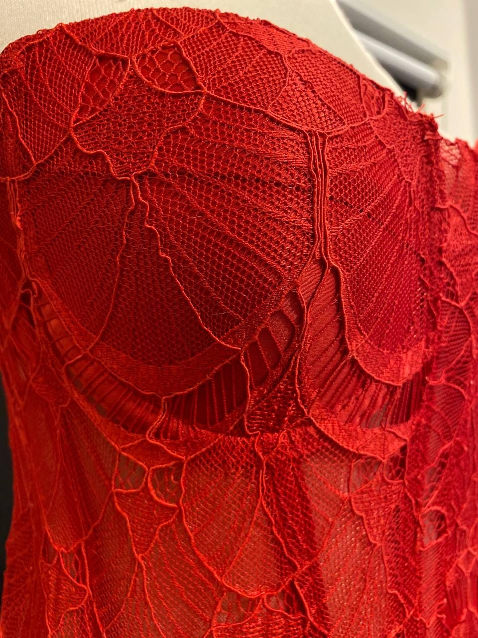 Red Lace Corset and Thong Set, Gothic Victorian Bustier,Bridal Lingerie