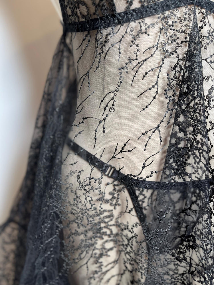 Handmade in İstanbul Midnight Lace Babydoll – Sheer Black Lingerie Set with Thong