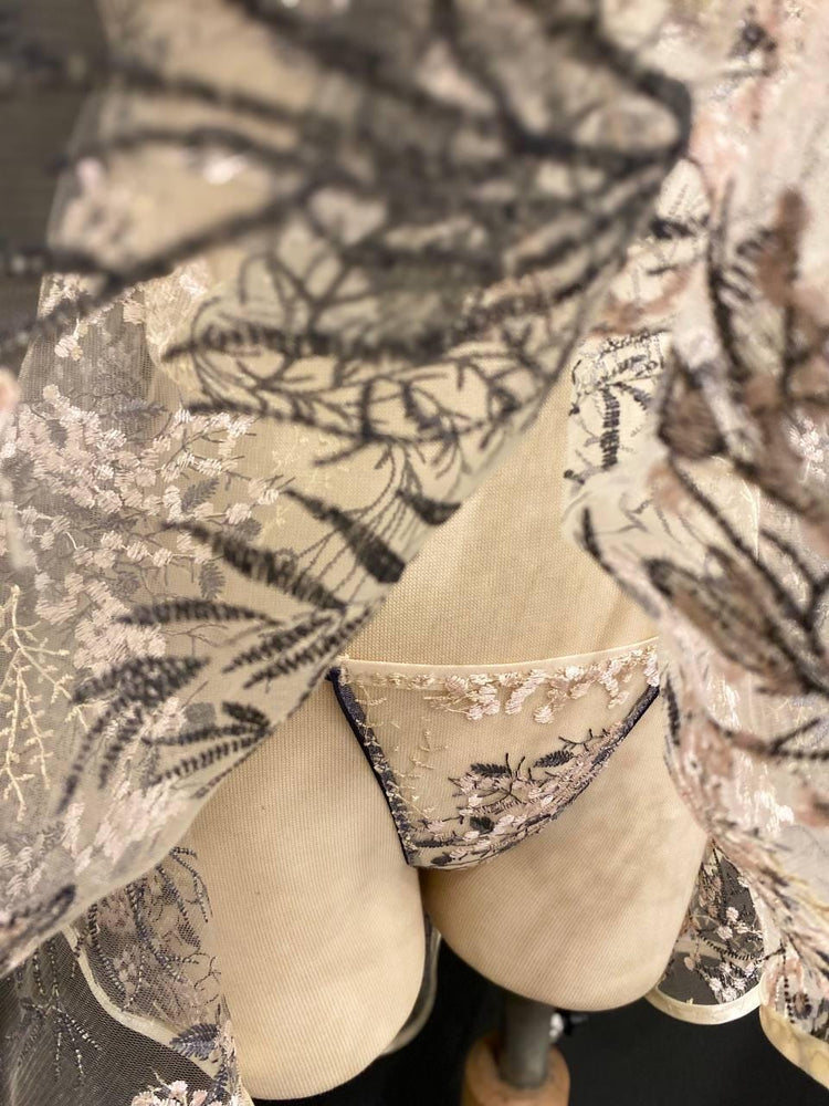 Embroidered Floral Babydoll Lingerie Set