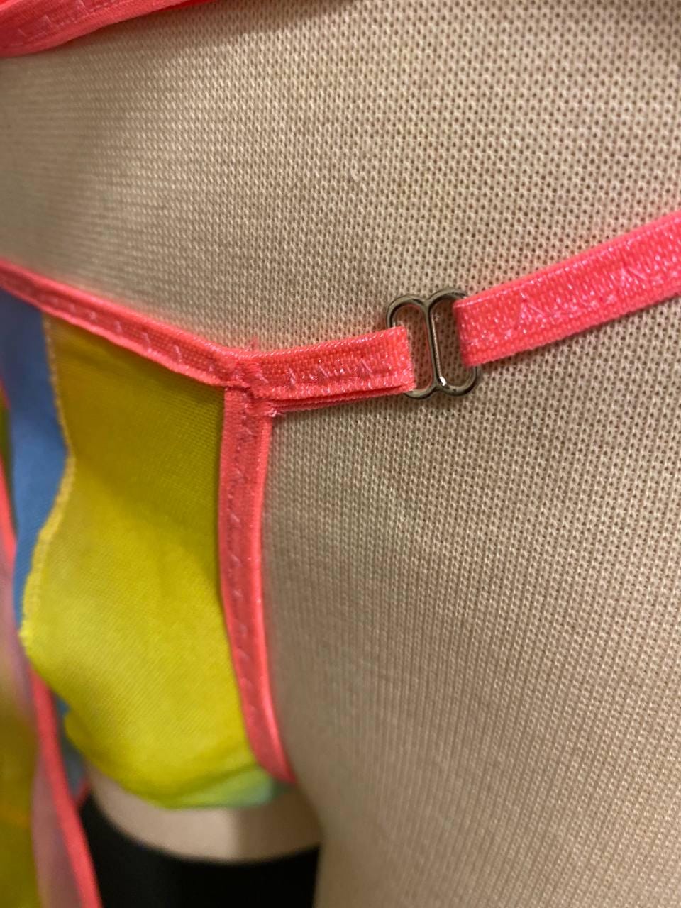 Rainbow Sheer Skirted Thong | Adjustable Gender Inclusive Lingerie | Handmade Pride Lingerie | Festival Mesh Underwear | Beyond Labels