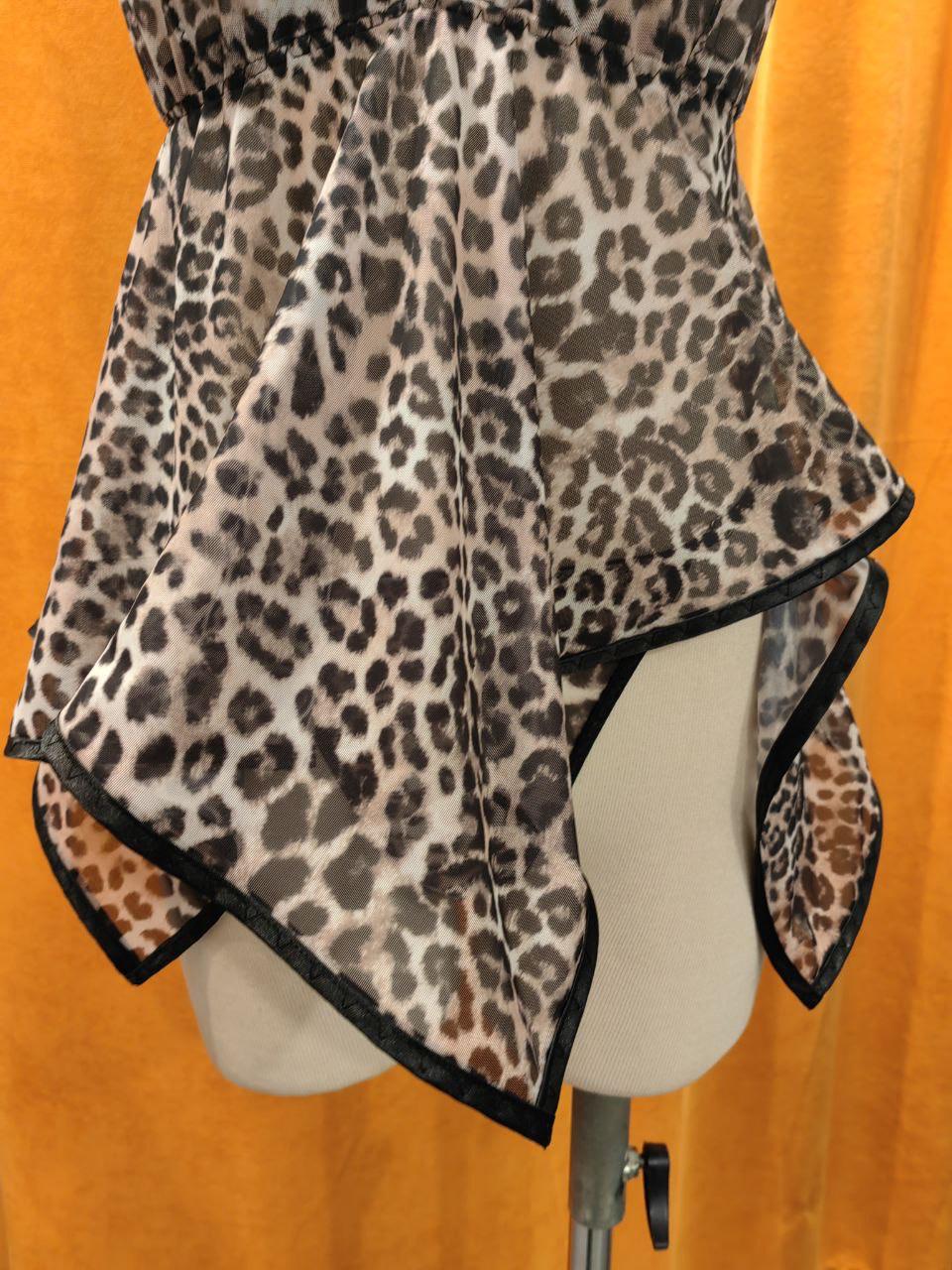Black Handmade Leopard Babydoll Lingerie Set