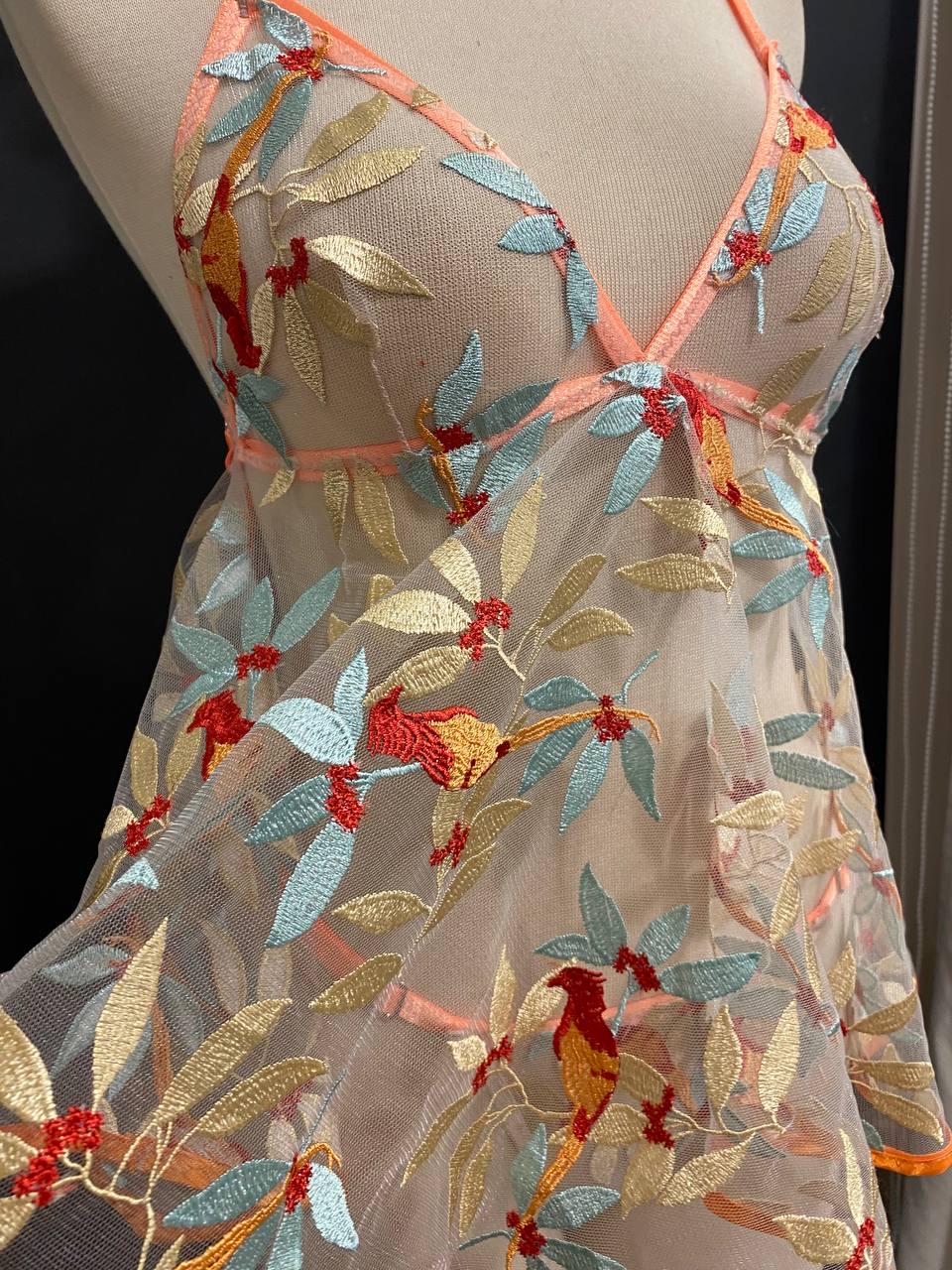 Handmade in İstanbul Floral Sheer Embroidered Nightdress | Sexy Mesh Lingerie