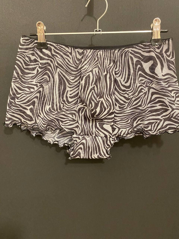 Zebra Mesh Boxer Briefs | Handmade Sheer Men’s Lingerie