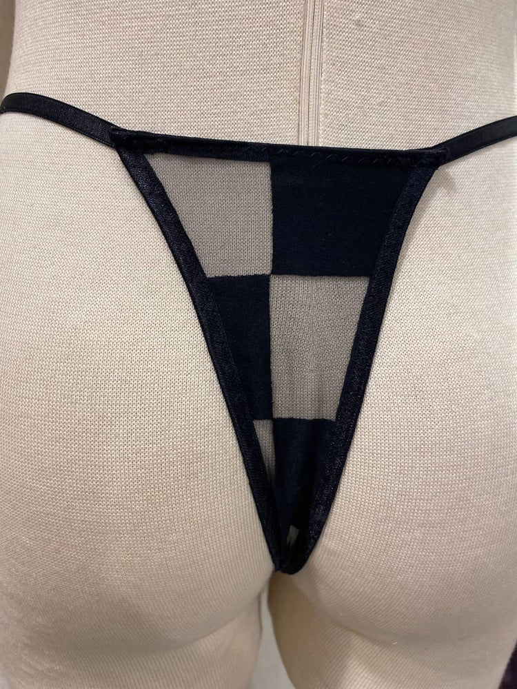 Handmade in İstanbul Black Geometric Mesh Thong