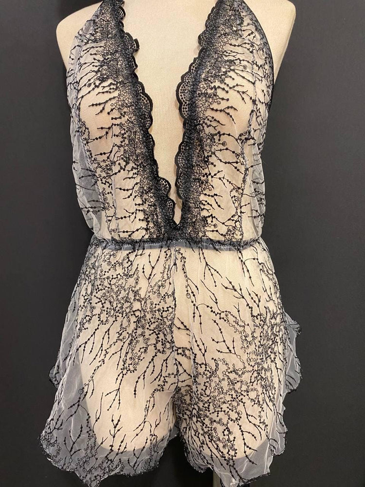 Luxury Sheer Lace Babydoll Lingerie | Open Back Teddy | Bridal Lingerie | Honeymoon Nightwear | Handmade Romantic Bodysuit
