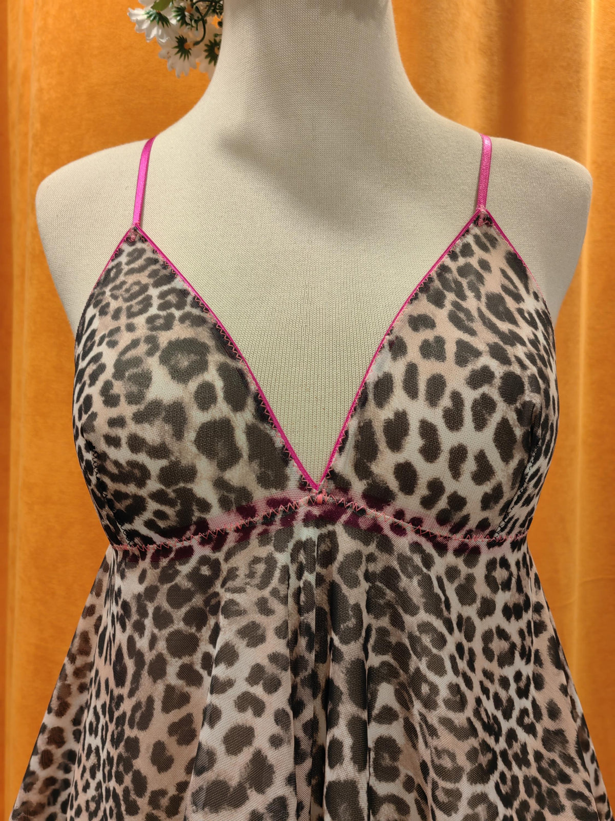 Handmade Leopard Print Babydoll Lingerie Set