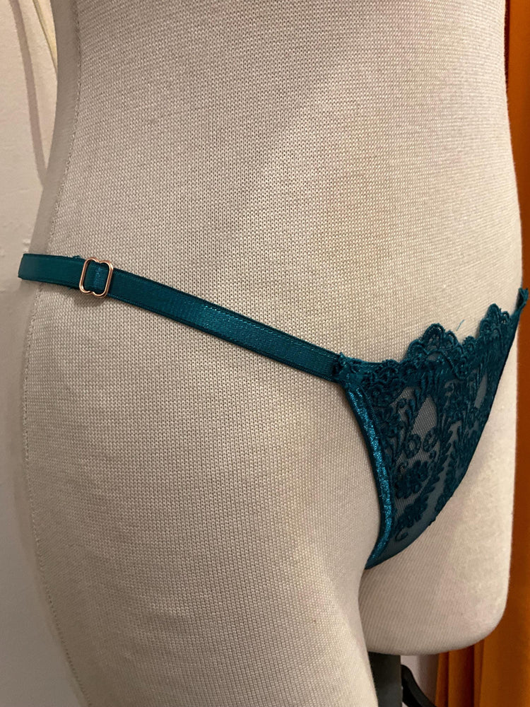 Emerald Green Floral Lace Lingerie Set • Sheer Embroidered Bralette & Thong • Sexy Mesh Underwear • Christmas Gift for Her