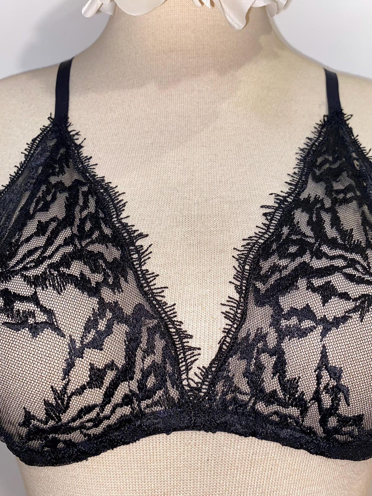 Handmade in Istanbul, A dark, sensual lingerie set handmade from sheer black lace.