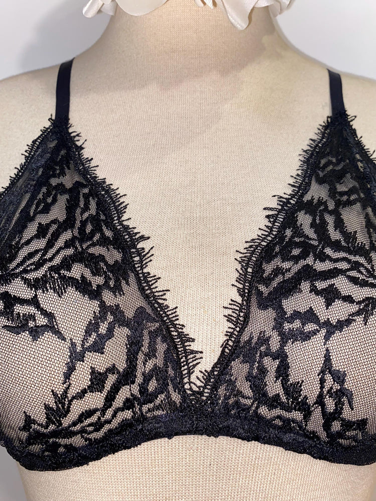 Handmade in Istanbul, A dark, sensual lingerie set handmade from sheer black lace.