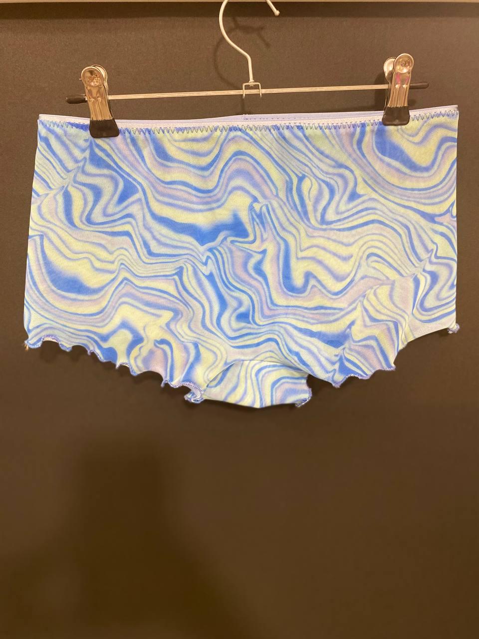Blue Marble Mesh Boxer Shorts, Gender Neutral Lingerie