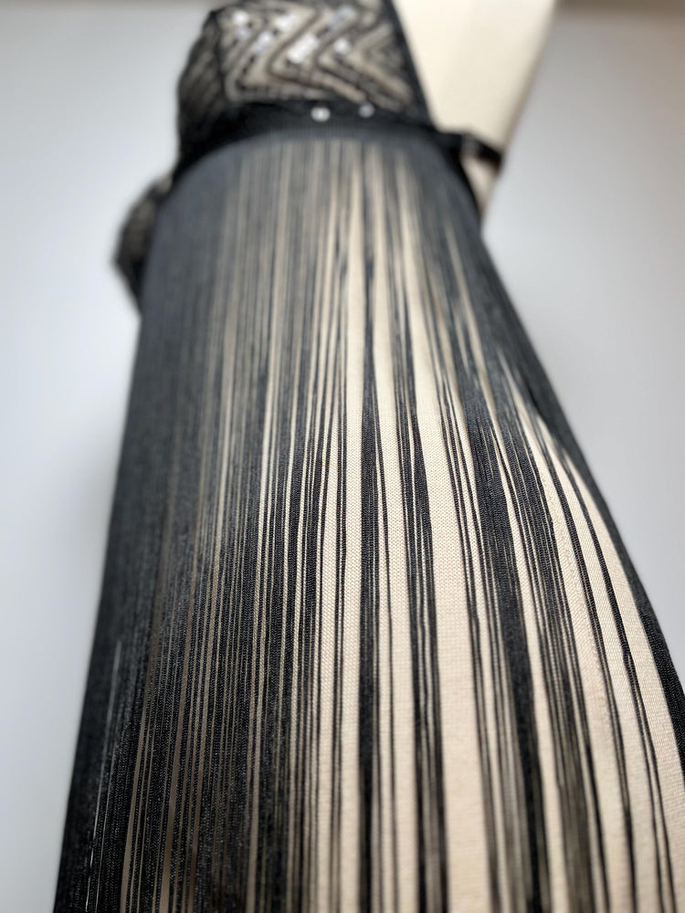 Handmade in İstanbul Sequin Mesh, 1920s Flapper Style Handmade Black Fringe Lingerie