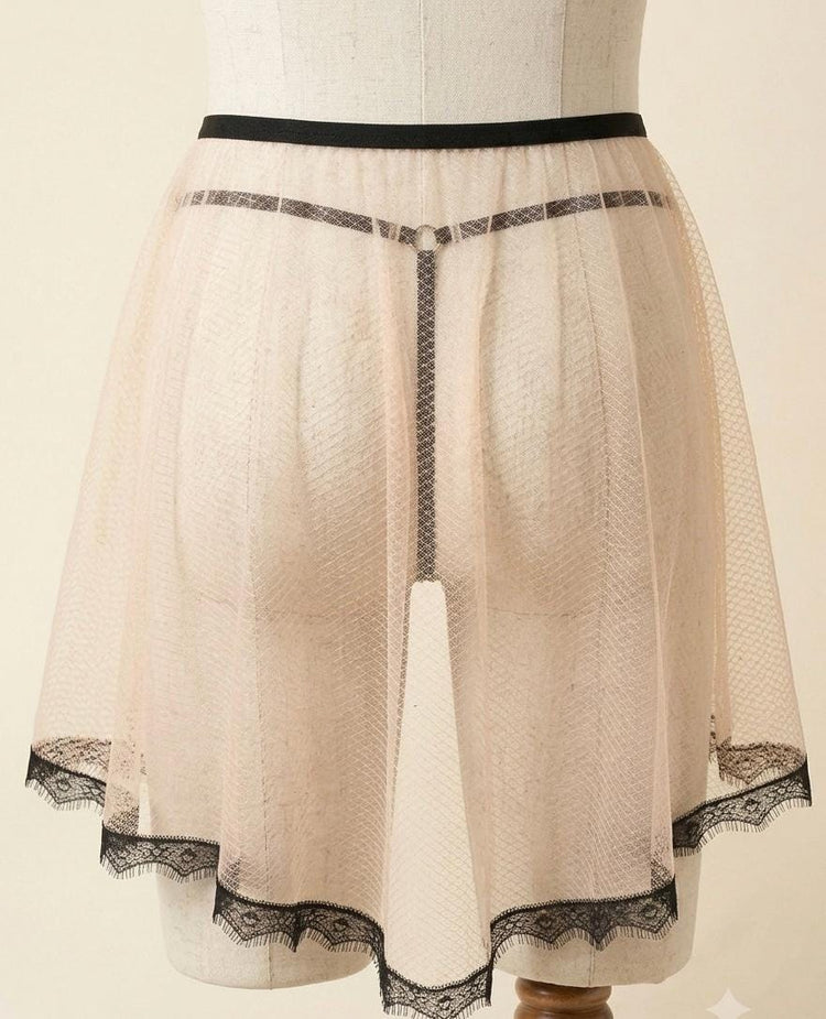 Sheer Lace Skirted Thong | Handmade Gender-Inclusive Lingerie, Queer Fashion