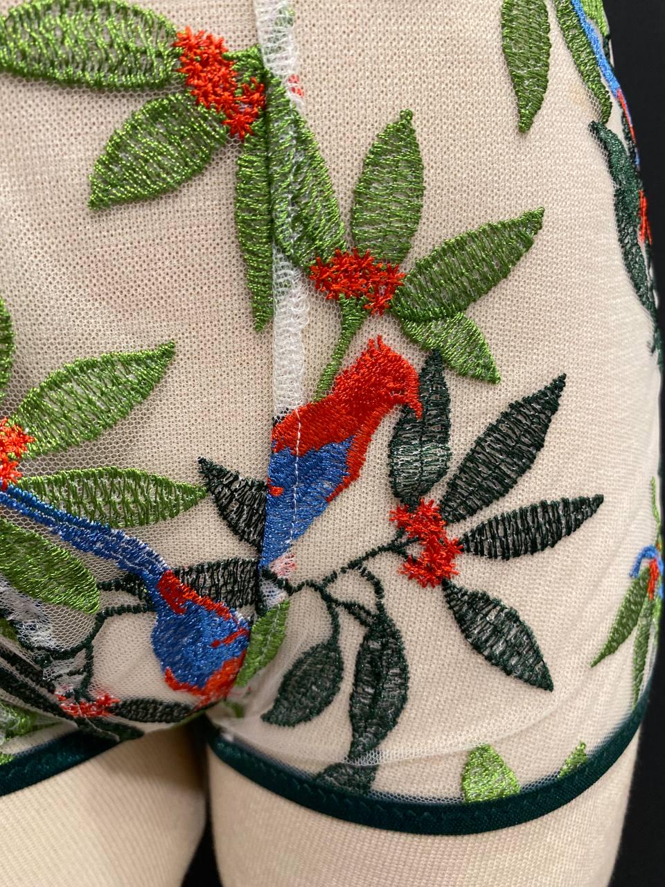 Embroidered Mesh Men’s Boxer Brief | Luxury Sheer Underwear with Bird Embroidery | Handmade Designer Lingerie | Unique Gift