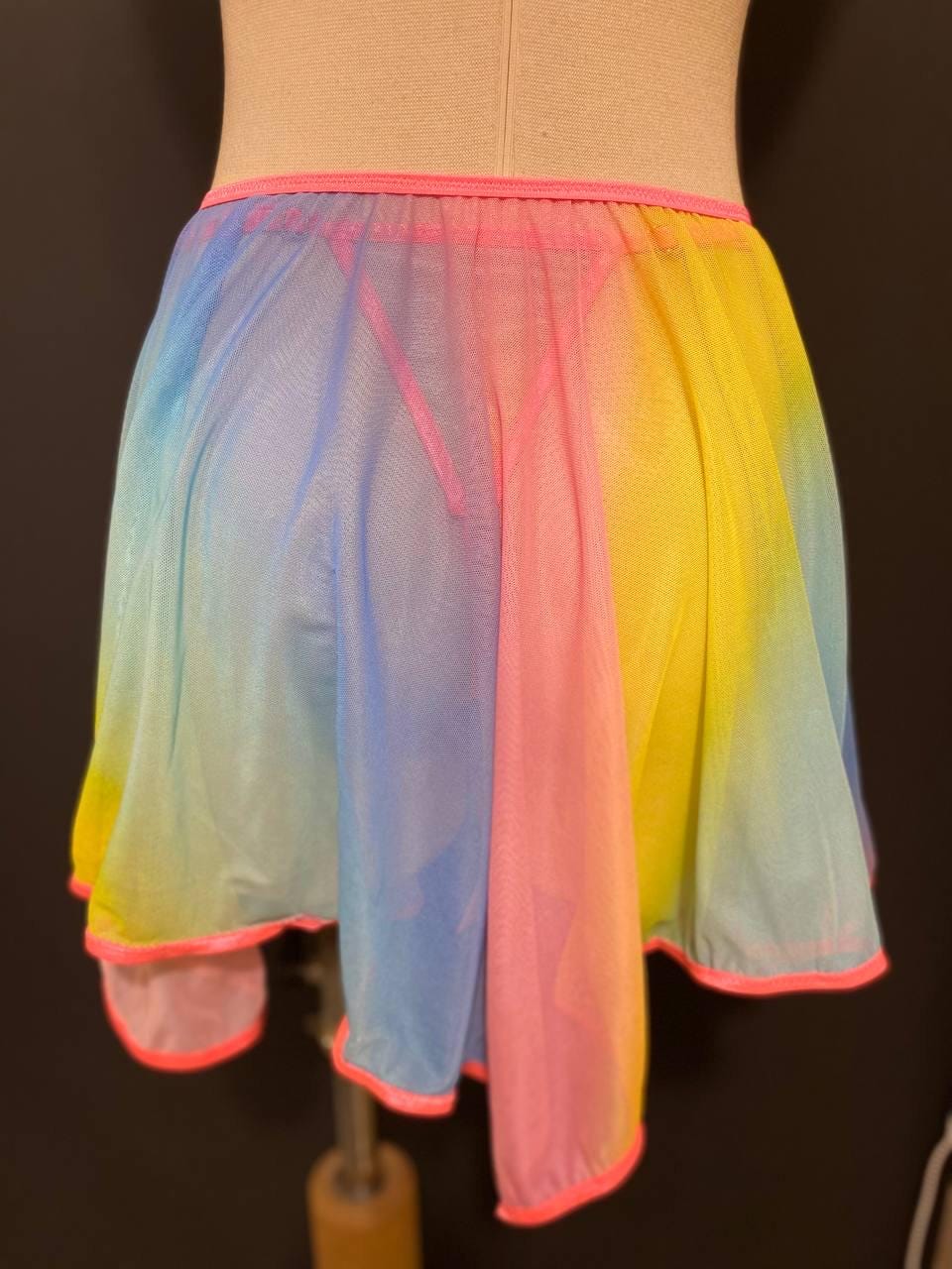 Rainbow Sheer Skirted Thong | Adjustable Gender Inclusive Lingerie | Handmade Pride Lingerie | Festival Mesh Underwear | Beyond Labels