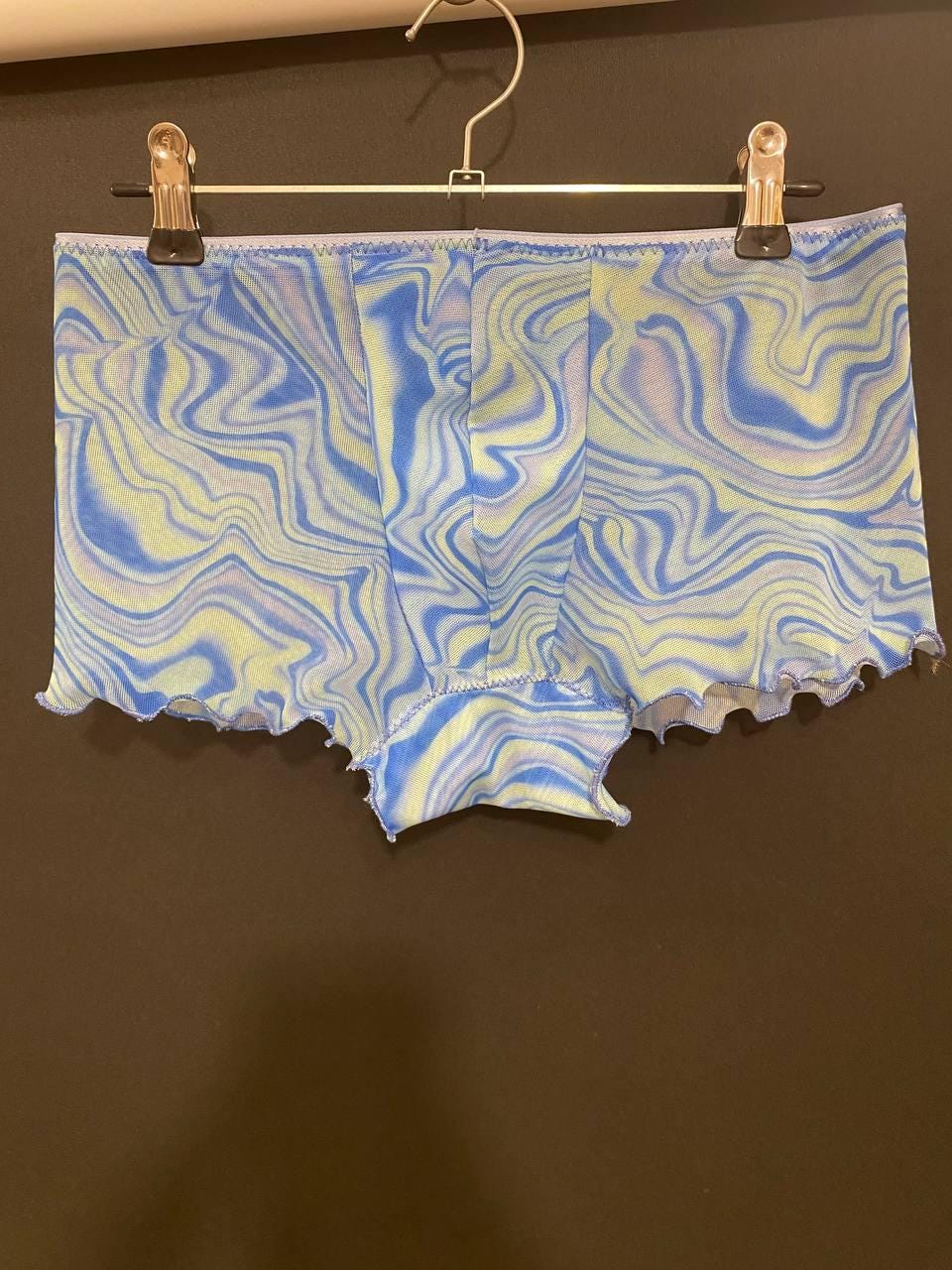 Blue Marble Mesh Boxer Shorts, Gender Neutral Lingerie
