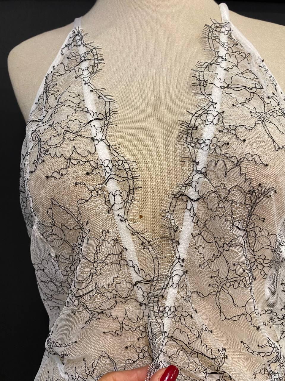 French Eyelash Lace Romper, Bridal Teddy,  Handmade Honeymoon White Lingerie