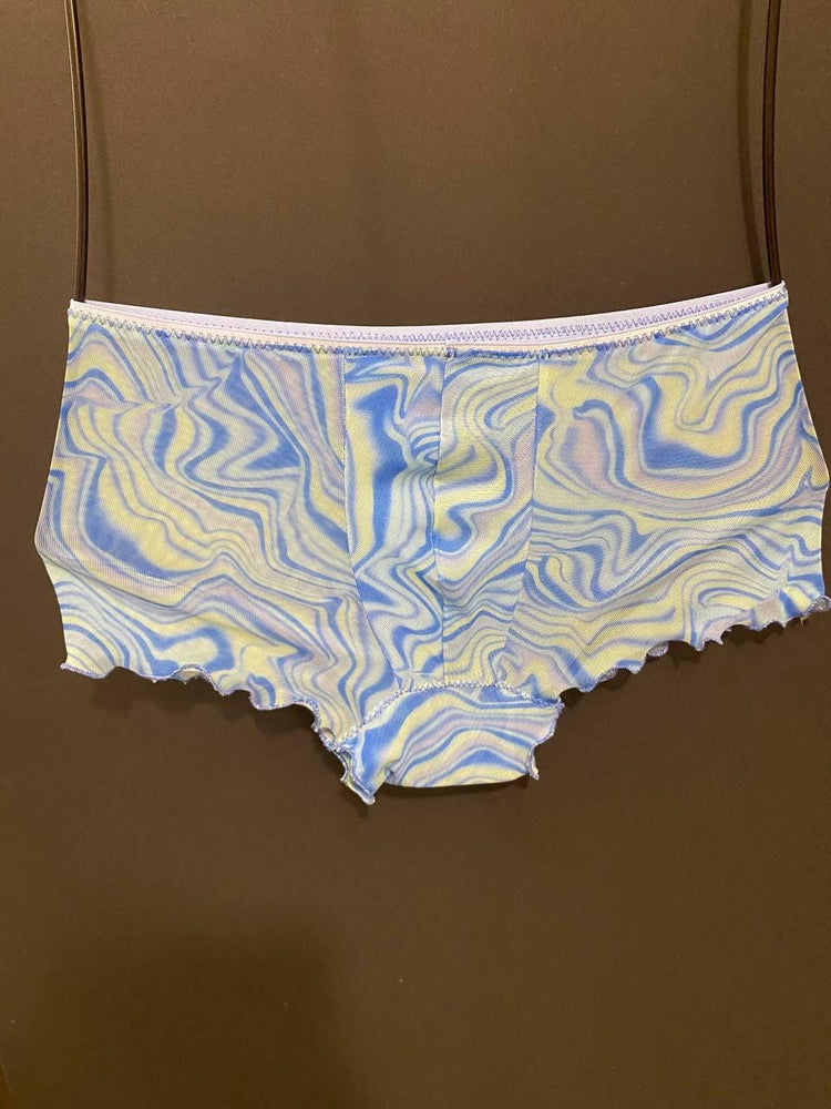 Blue Marble Mesh Boxer Shorts, Gender Neutral Lingerie