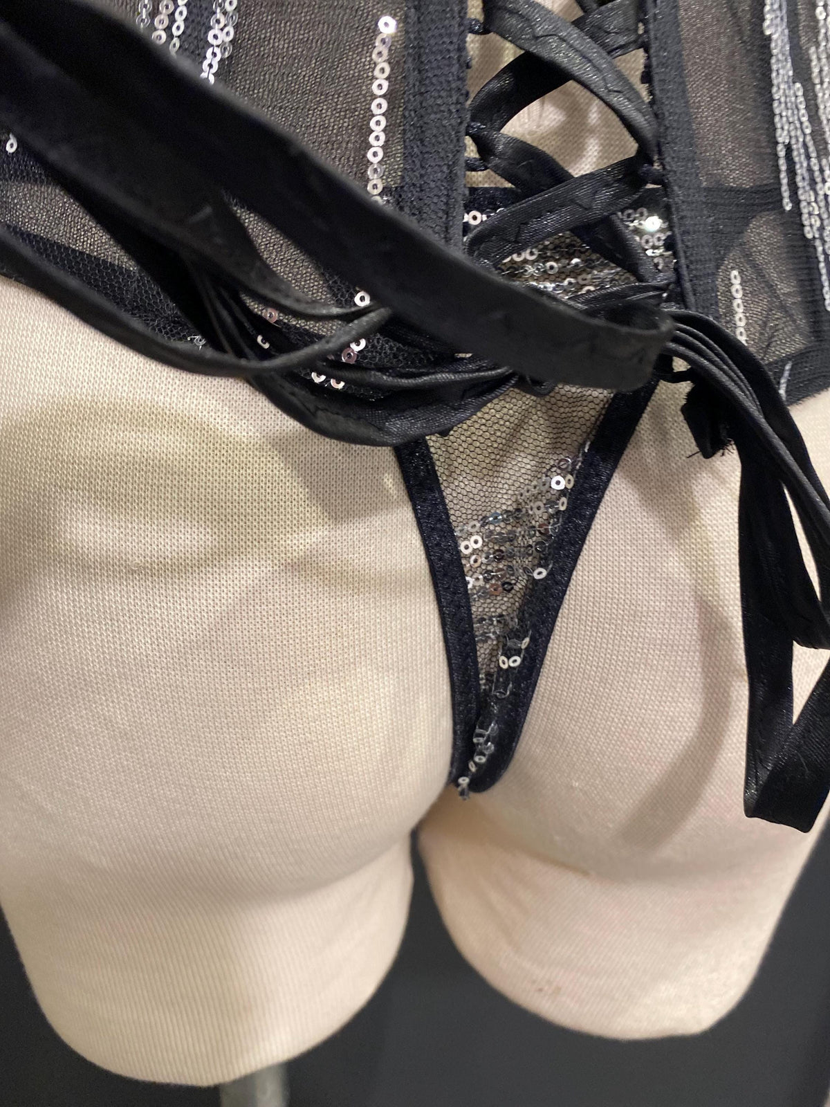Black Sequin Sheer Corset Top, Strapless Sweetheart Bustier, Festival Lingerie