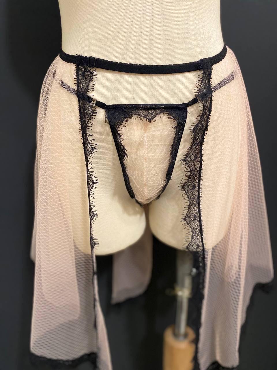 Sheer Lace Skirted Thong | Handmade Gender-Inclusive Lingerie, Queer Fashion