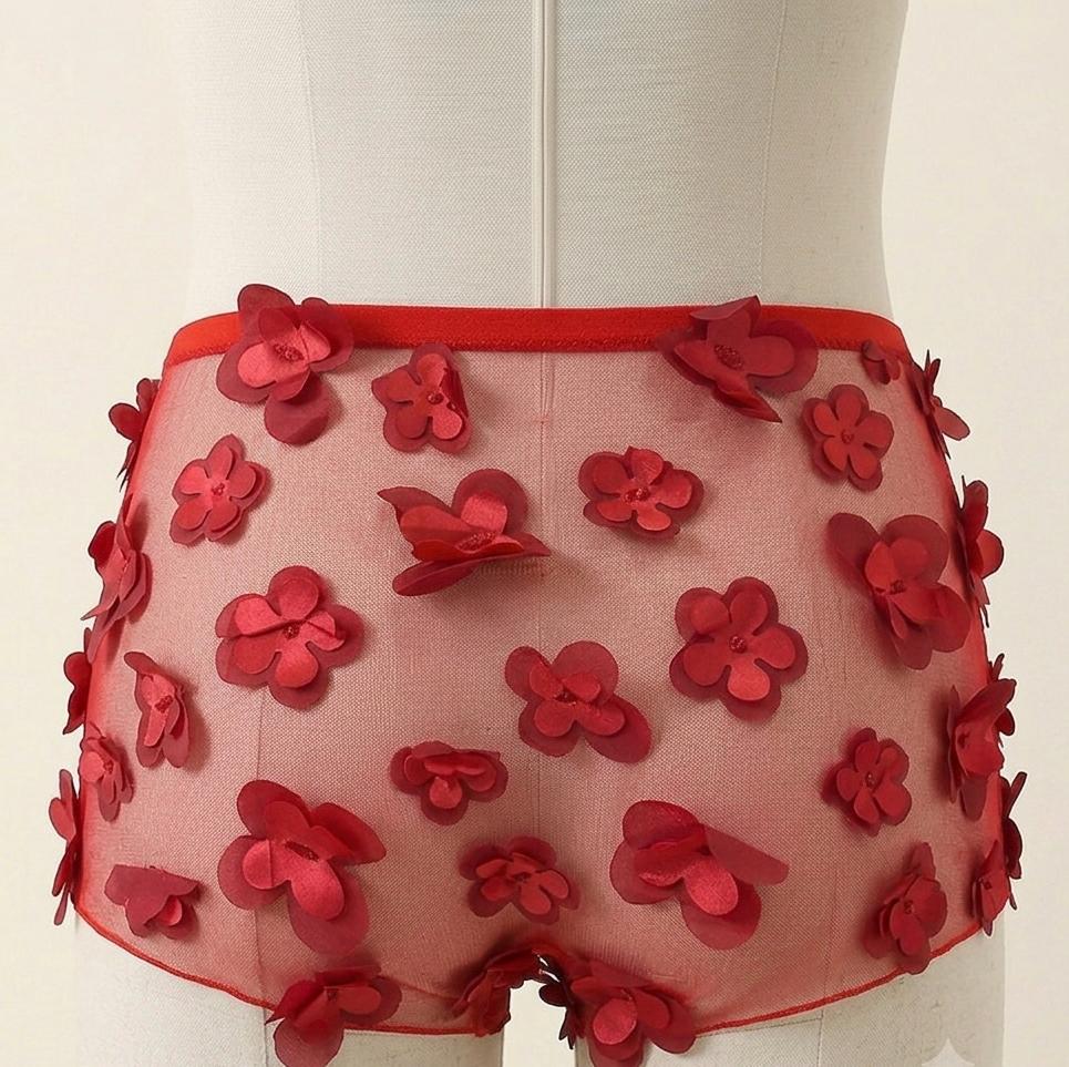 3D Floral Mesh Men’s Boxer Brief | Luxury Sheer Designer Underwear | Handmade Couture Lingerie | Statement Gift for Him