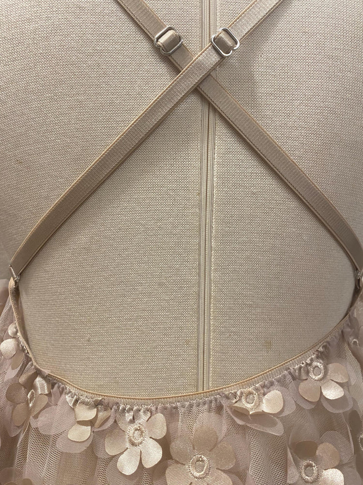 Luxury Floral Babydoll Lingerie Set, 3D Flower Sheer Mesh Nightgown, Bridal Lingerie, Honeymoon Gift, Handmade Lingerie, Ivory Nude