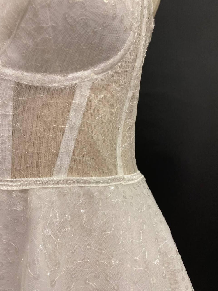 Handmade in İstanbul Convertible Sequin Tulle Wedding Dress, Corset Mini Bridal Outfit