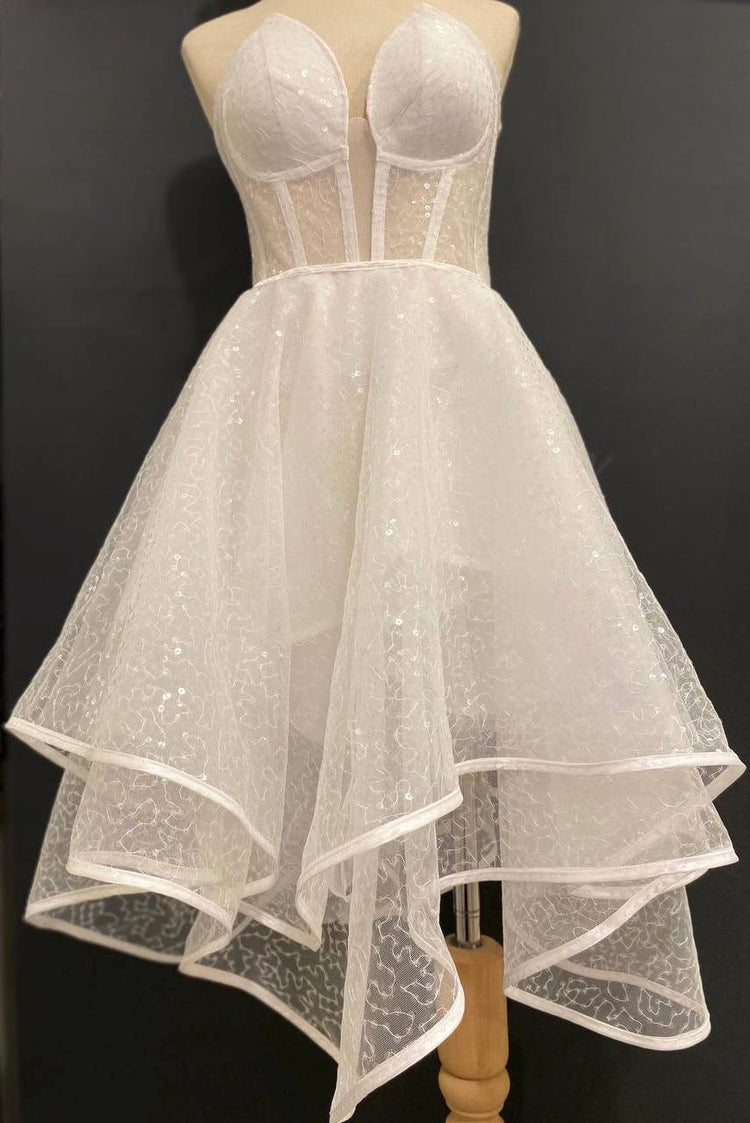 Handmade in İstanbul Convertible Sequin Tulle Wedding Dress, Corset Mini Bridal Outfit
