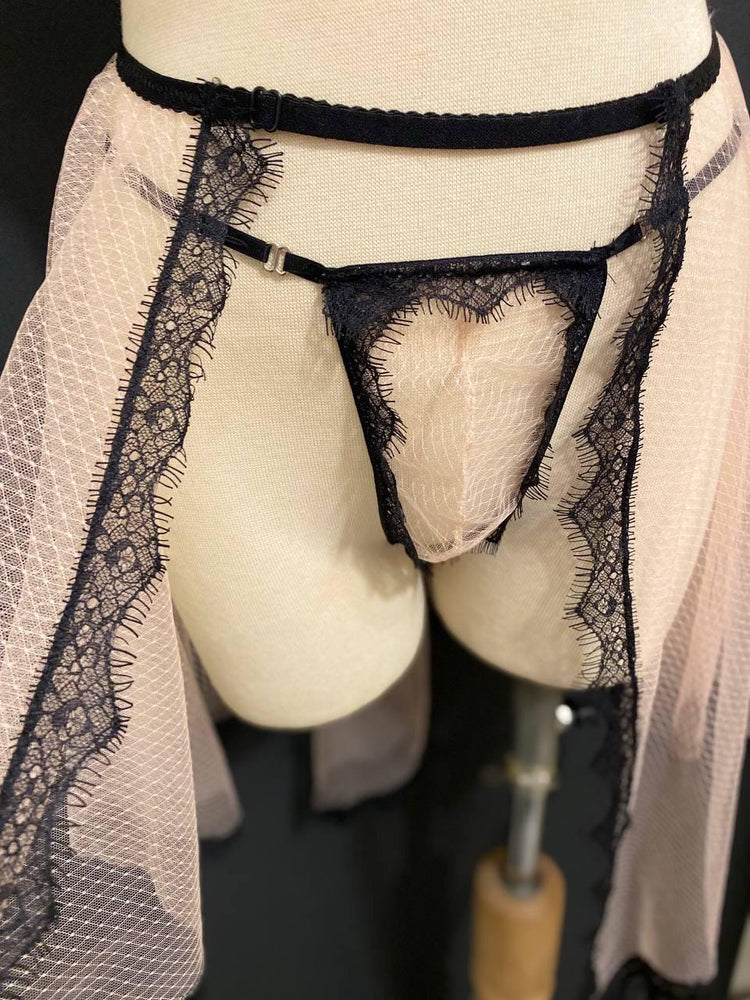 Sheer Lace Skirted Thong | Handmade Gender-Inclusive Lingerie, Queer Fashion