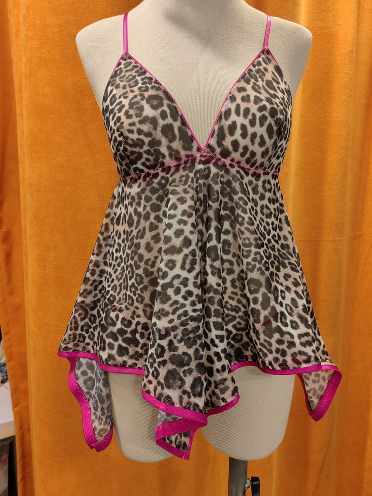 Handmade Leopard Print Babydoll Lingerie Set