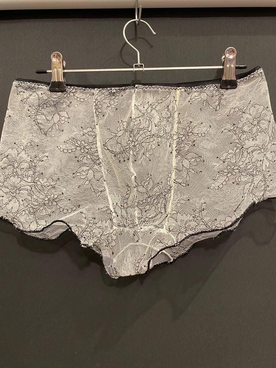 French Lace Men’s Boxer Brief | Luxury Sheer Mesh Underwear | Handmade Designer Lingerie | Transparent Lace Boxer | Gift for Him
