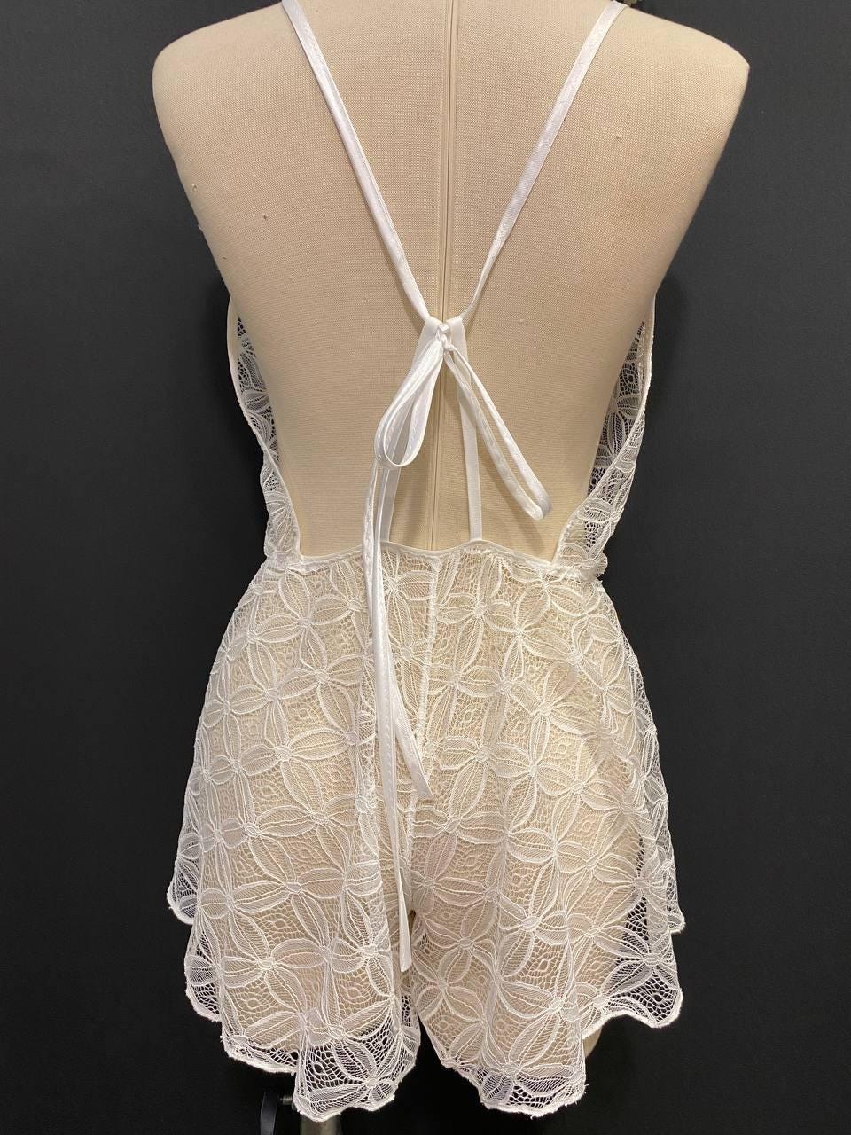 Ivory Eyelash French Lace Romper | Bridal Teddy