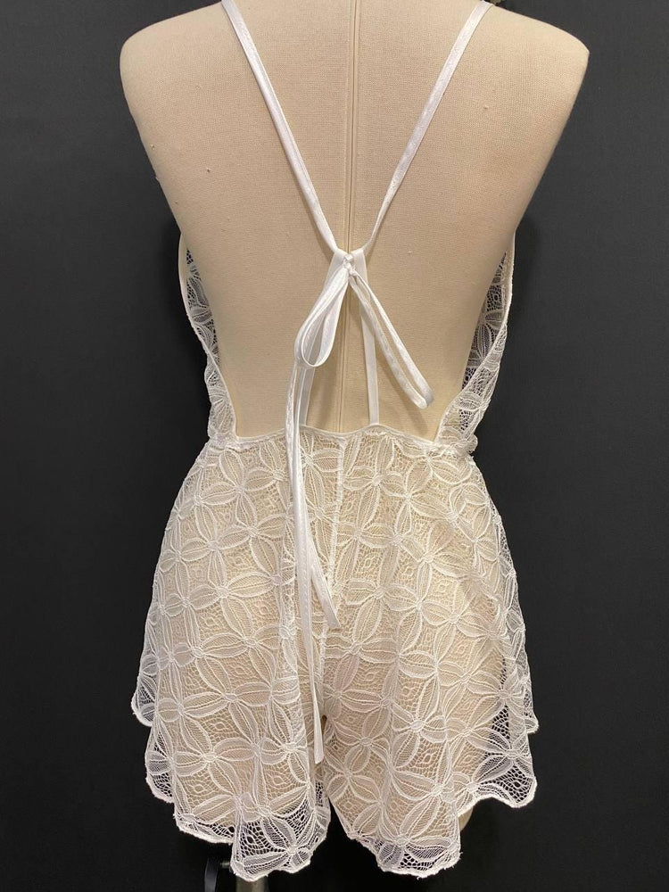 Ivory Eyelash French Lace Romper | Bridal Teddy