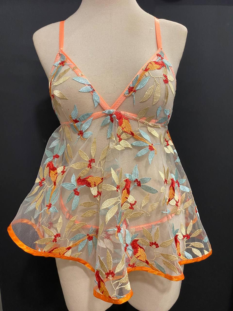 Handmade in İstanbul Floral Sheer Embroidered Nightdress | Sexy Mesh Lingerie