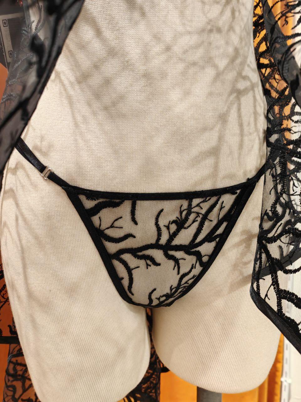 Dark Forest Sheer Babydoll – Black Embroidered Lingerie with Flowing Mesh and Adjustable Straps