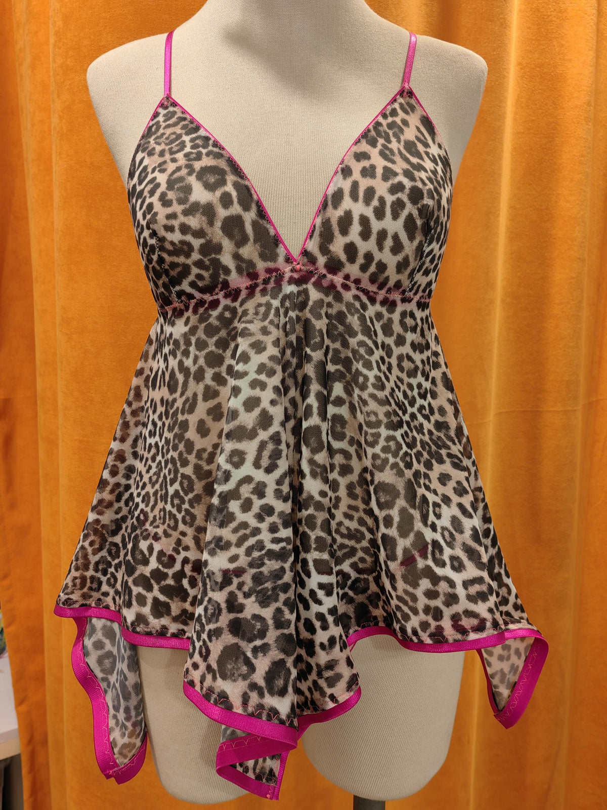 Handmade Leopard Print Babydoll Lingerie Set