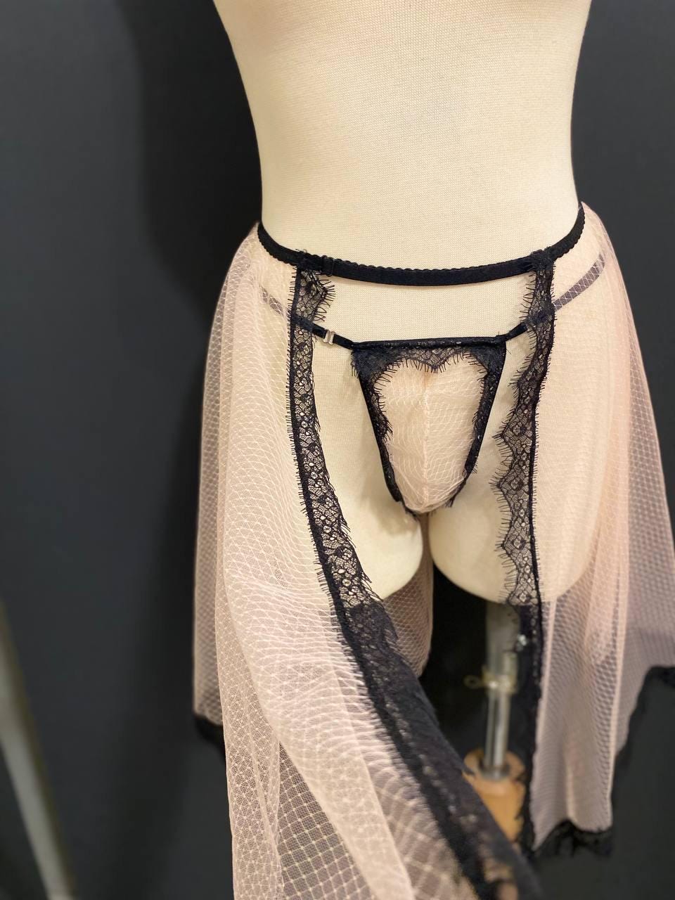 Sheer Lace Skirted Thong | Handmade Gender-Inclusive Lingerie, Queer Fashion