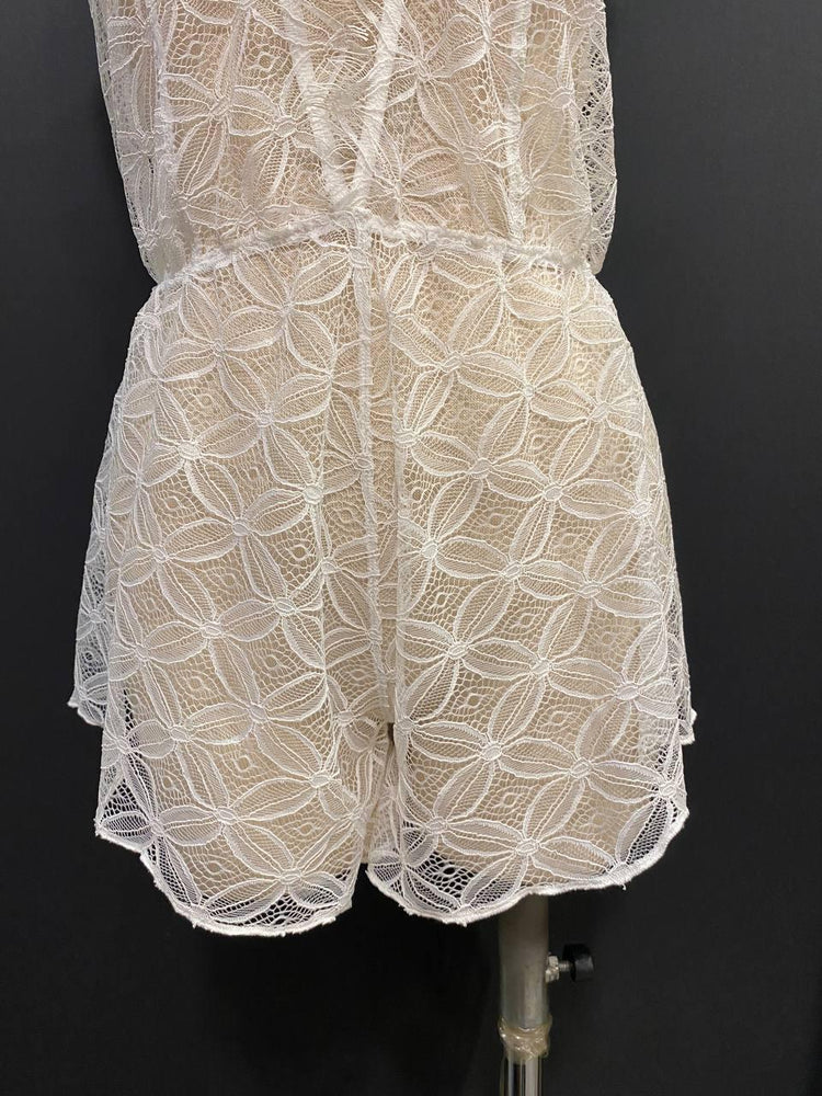Ivory Eyelash French Lace Romper | Bridal Teddy