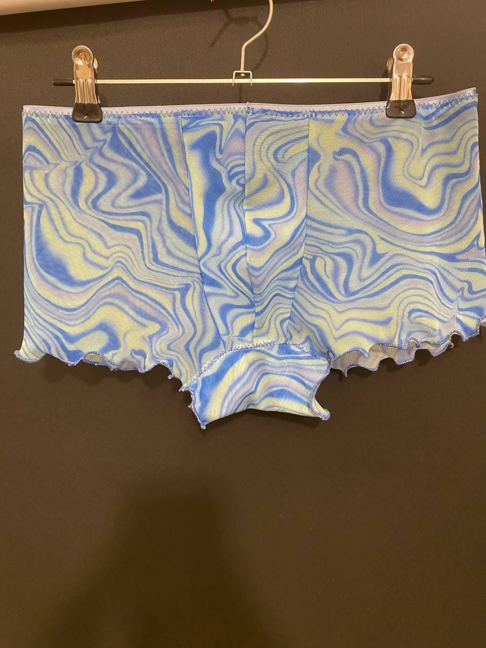 Blue Marble Mesh Boxer Shorts, Gender Neutral Lingerie