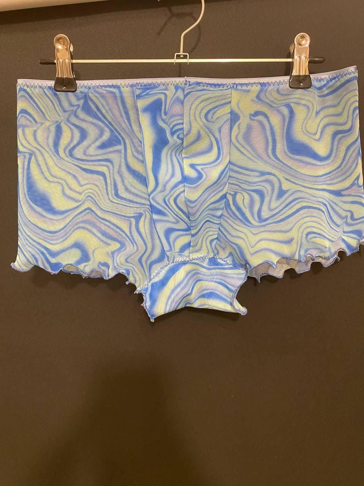 Blue Marble Mesh Boxer Shorts, Gender Neutral Lingerie