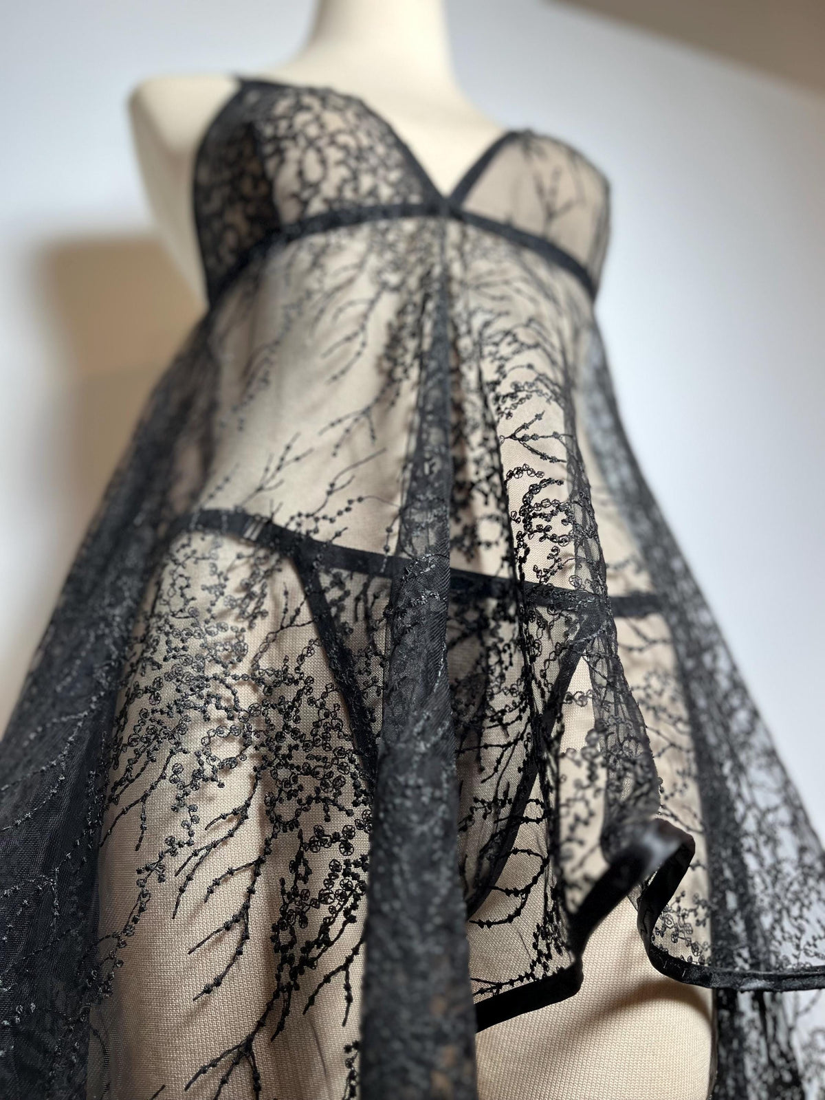 Handmade in İstanbul Midnight Lace Babydoll – Sheer Black Lingerie Set with Thong