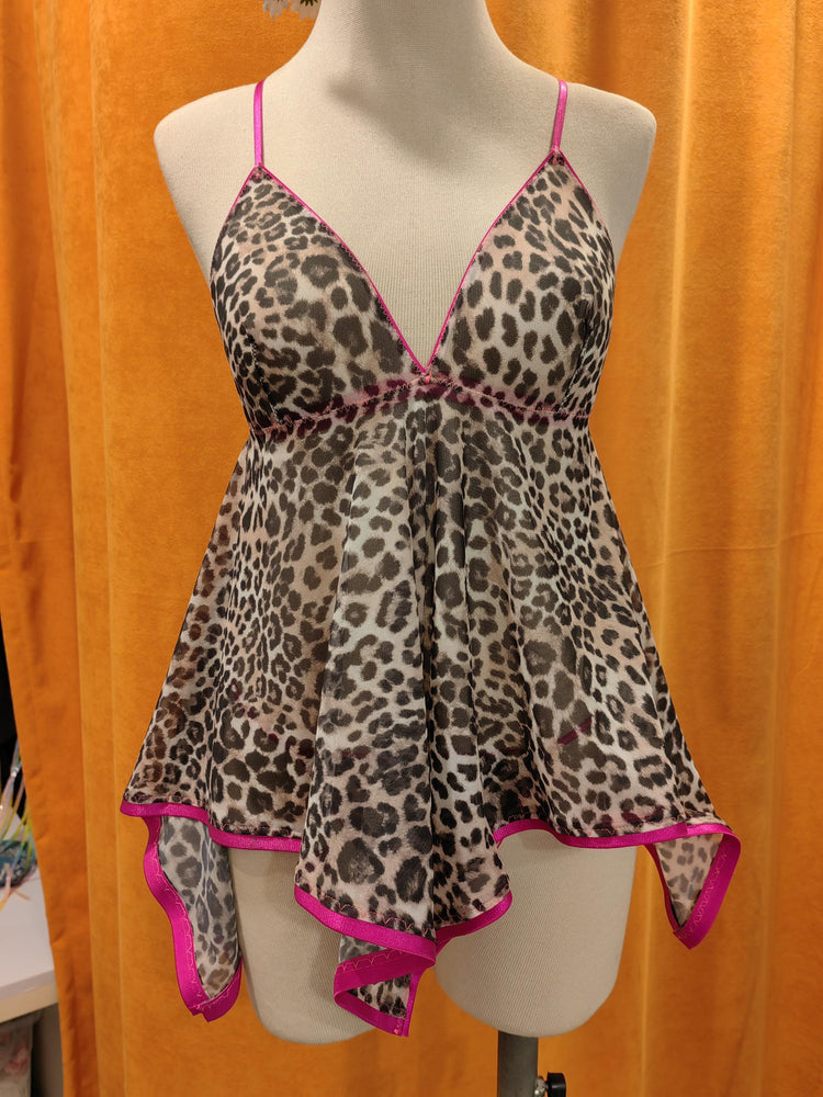 Handmade Leopard Print Babydoll Lingerie Set