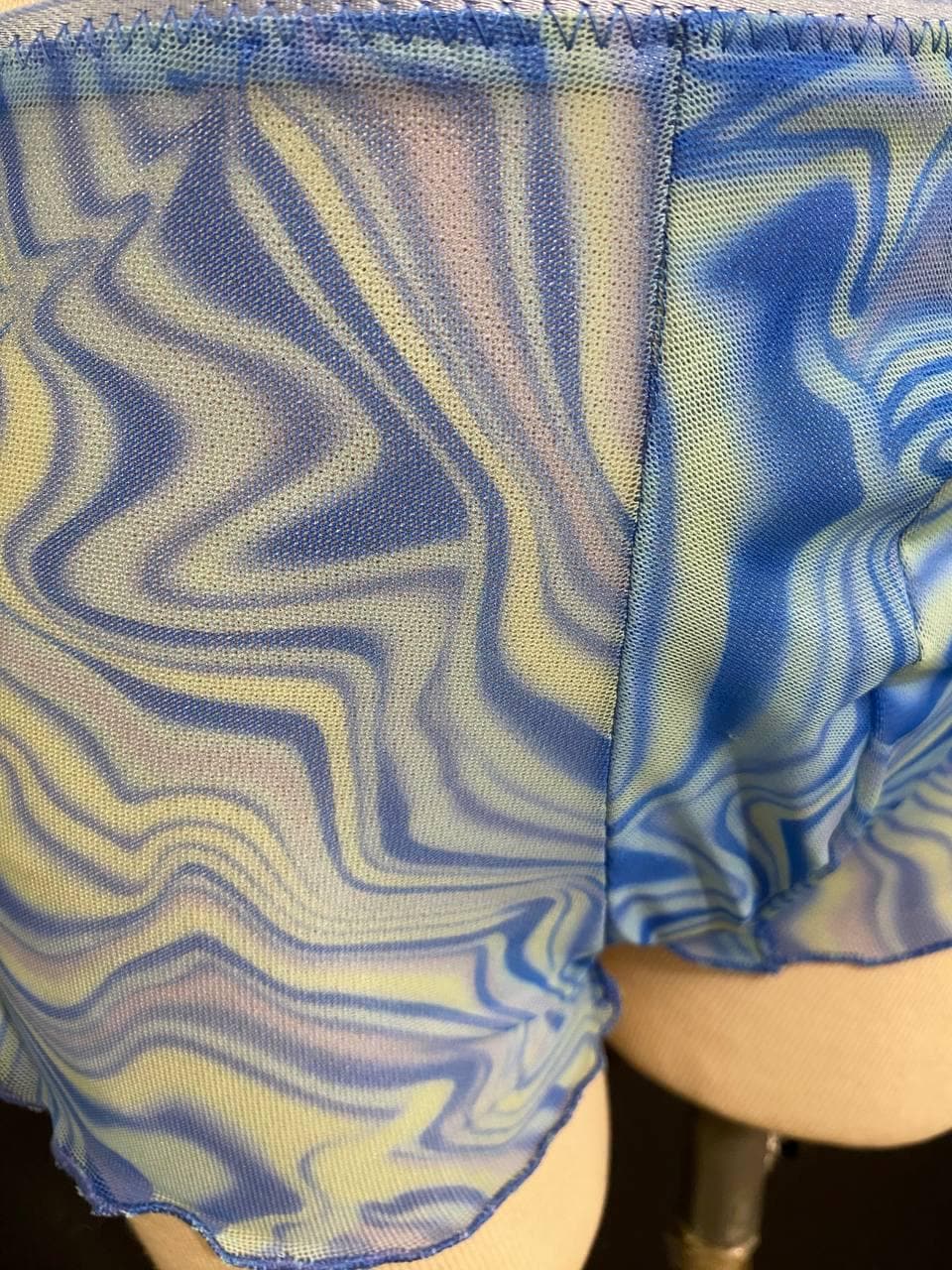 Blue Marble Mesh Boxer Shorts, Gender Neutral Lingerie